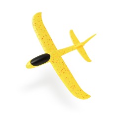 Avion planor polistiren 47 cm galben &acirc; jucarie outdoor usoara si rezistenta