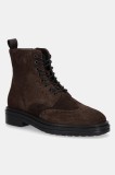 Gant botine de piele &icirc;ntoarsă Boggar culoarea maro, 31643133