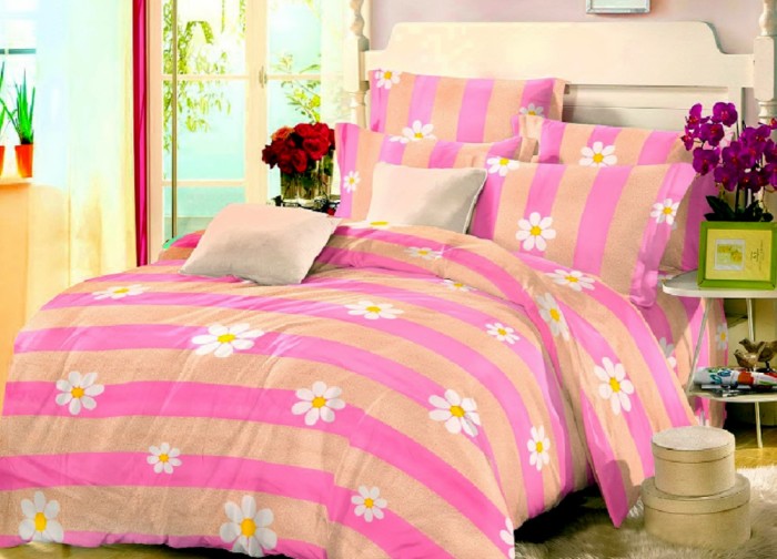Lenjerie de pat pentru o persoana cu husa elastic pat si fata perna dreptunghiulara, Wife, bumbac mercerizat, multicolor