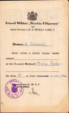 A127 Carnet note elev Liceu Militar Nicolae Filipescu 1940