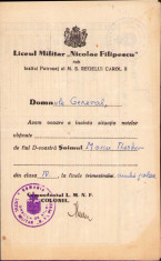A127 Carnet note elev Liceu Militar Nicolae Filipescu 1940 foto