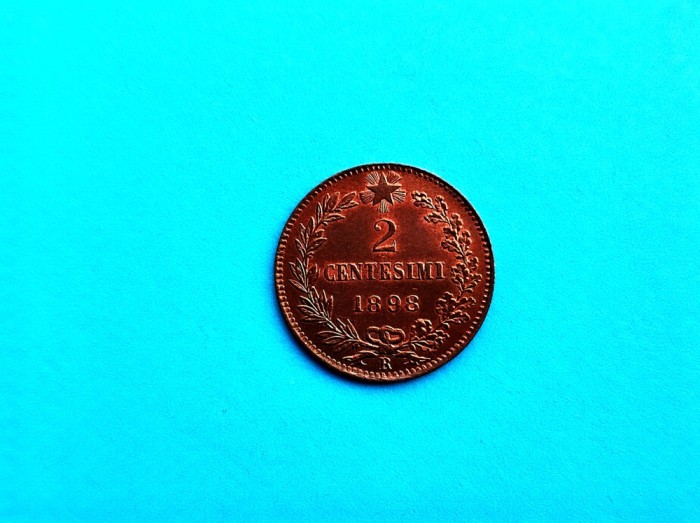 2 Centesimi 1898 Italia-AUNC+UNC-RAR-in realitate arata bine!!