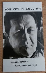 C9 31 - 1973 - Calendare de buzunar - reclama Editura Eminescu - Eugen Barbu