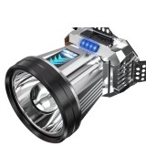 Lanterna Tip Far, Flippy, de mare putere, cu rază lungă de acțiune, cu afișaj baterie, Power Bank, Silver