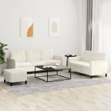 VidaXL Set de canapele, 3 piese, crem, catifea
