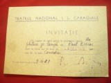 Invitatie- Antet Teatrul National IL Caragiale 1972 -Premiera piesei Un Fluture