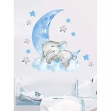 Cumpara ieftin Sticker Perete Autocolant Bebe Elefant Doarme pe Luna - 53663