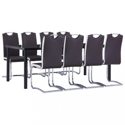 Set mobilier de bucătărie, 9 piese, maro, piele ecologică foto