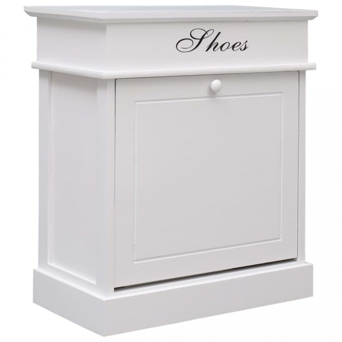 Gossi pantofar, alb, 50 x 28 x 58 cm, lemn de paulownia