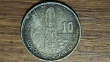 Guatemala - moneda de colectie argint 720 - 10 centavos 1961 - frumos patinata, greu de gasit !