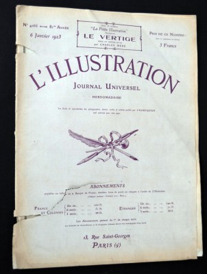 Revista L&amp;#039;Illustration NR. 4166 Franta 1923 / 6 ianuarie - deteriorata foto