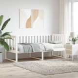 VidaXL Pat de zi fără saltea, alb, 90x200 cm, lemn masiv pin