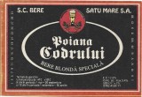 NI424 Etichetă bere blondă specială Poiana codrului, SC Bere Satu Mare SA, &icirc;nceputul anilor 1990