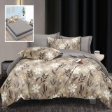 Lenjerie pat dublu,bumbac satinat,6 piese,cearceaf normal 230x250cm, cearceaf pilota 200x230cm, 2 fete de perna 50x70, 2 fete de perna 70x70-LEC13