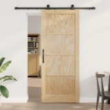 vidaXL Ușă glisantă Natural și Negru 86 x 211 cm Lemn masiv de pin 3445457