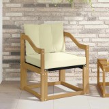 vidaXL Canapea de exterior Lemn Masiv Acacia Alb Crem Canapea Mijloc Sezut 1 Persoana Durabil Rezistent Vreme