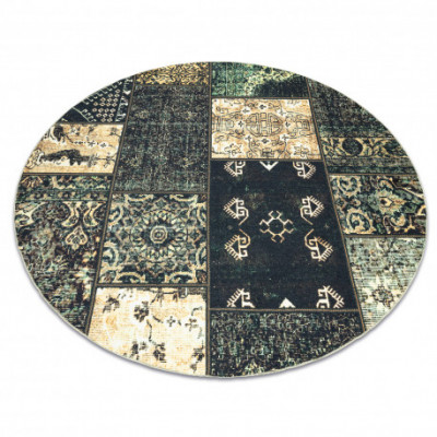 Covor ANTIKA ancient olive cerc, mozaic modern, lavabil grecesc - verde, cerc 160 cm foto