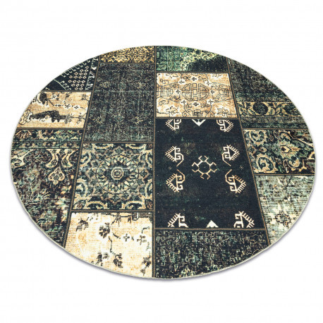 Covor ANTIKA ancient olive cerc, mozaic modern, lavabil grecesc - verde, cerc 200 cm