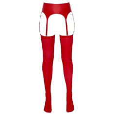 Ciorapi cu Jartiere - Mandy Mystery Set Ciorapi Rosii si Portjartier cu Aspect Mat Large-Xlarge
