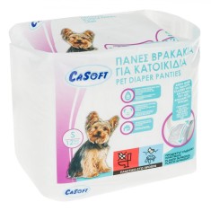 Scutece Pantaloni Animale de Companie, CaSoft, Set 12 Bucăți, Mărime S, 39x30cm, Anti-Scurgere, Absorbție Maximă