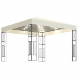 Pavilion cu sir de lumini, crem, 3x3 m, material textil