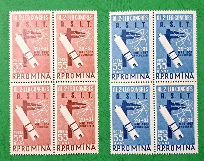 TIMBRE ROMANIA MNH LP 431/1957 Al-II-lea Congres A.S.I.T.-Bloc de 4 timbre