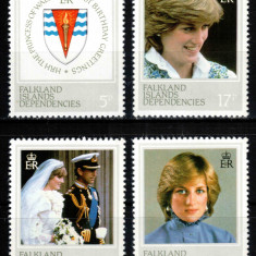 Falkland Dep 1982, Mi #112-115**, Printesa Diana 21 de ani, MNH! Cota 11 €!
