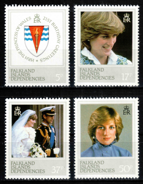 Falkland Dep 1982, Mi #112-115**, Printesa Diana 21 de ani, MNH! Cota 11 &euro;!