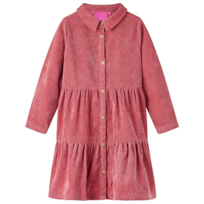 Rochie pentru copii cu m&amp;acirc;neci lungi din catifea, roz antichizat, 140 foto