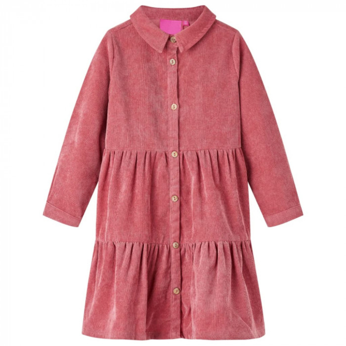 Rochie pentru copii cu m&acirc;neci lungi din catifea, roz antichizat, 140