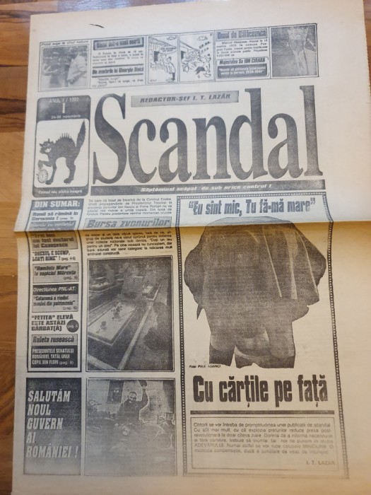 ziarul scandal 24-30 noiembrie 1992-anul 1,nr.1-prima aparitie a ziarului