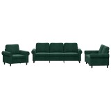 Cumpara ieftin Set de canapele cu perne, 3 piese, verde inchis, catifea