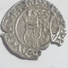 Ungaria 1 denar 1566 kb argint Maximilian ll