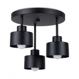 Lustră De Tavan Savar Negru Oțel 3 Becuri Rola Modernă De Interior