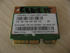 Placa wireless laptop Lenovo ThinkPad Edge 15, RTL8191SE, 43Y6553, N61669 foto