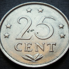 Moneda exotica 25 CENTI - ANTILELE OLANDEZE (Caraibe), anul 1981 * cod 4693