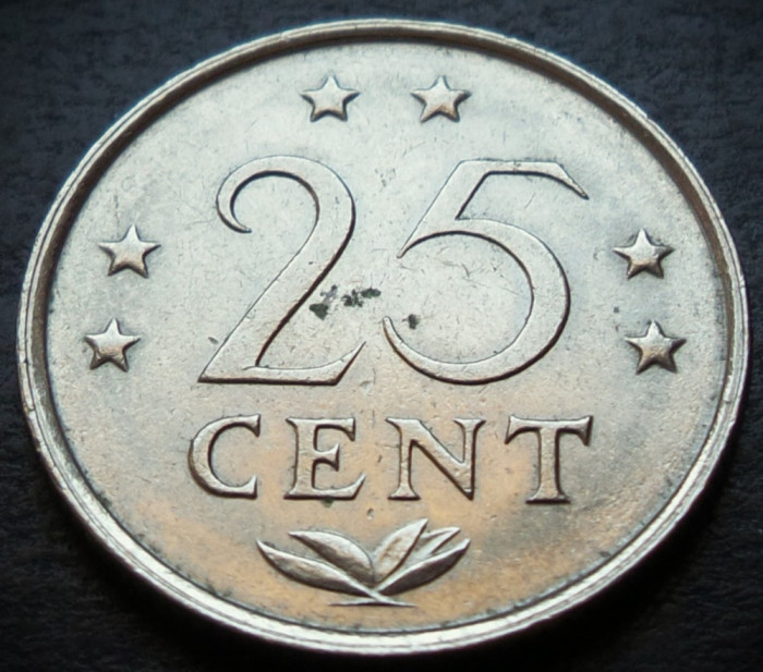 Moneda exotica 25 CENTI - ANTILELE OLANDEZE (Caraibe), anul 1981 * cod 4693