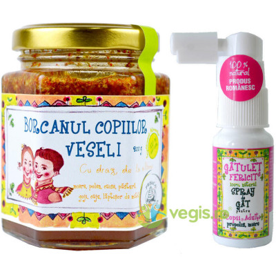 Pachet Borcanul Copiilor Veseli 200g + Gatulet Fericit 20ml - Kit pentru Imunitatea Copiilor foto