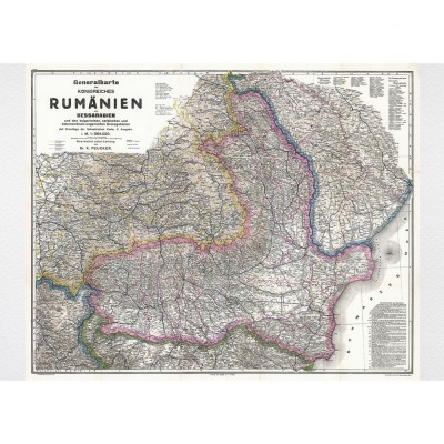 Harta generala Romania cu Basarabia, 1916, 50x70cm, reproducere foto