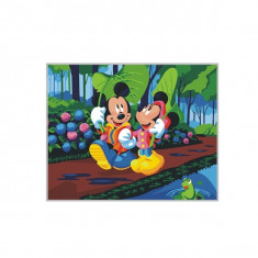 Tablou pictura pe numere pentru copii Mikey si Minnie Mouse 40 x 50 cm foto