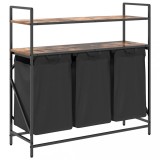 Cumpara ieftin Cos de rufe 3 compartimente cu rafturi stejar fumuriu