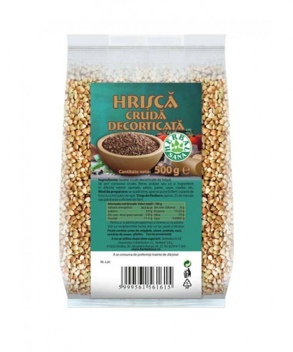 Hrisca Cruda Decorticata 500 grame Herbal Herbavit