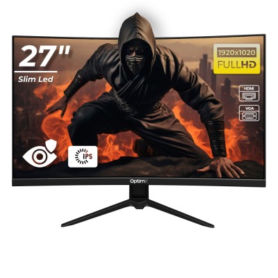 Monitor LED Gaming Curbat 27 inch OptimX MT27Y, Full HD 1920x1020, VGA, HDMI, Slim, NoFrame, LED NewTechnology Media foto
