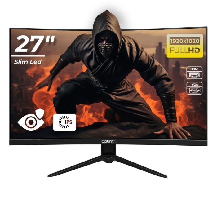 Monitor LED Gaming Curbat 27 inch OptimX MT27Y, Full HD 1920x1020, VGA, HDMI, Slim, NoFrame, LED NewTechnology Media