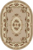 Cumpara ieftin Covor Oval Model Lotos 575-110, Marime 60 x 110 cm, Bej, Inaltime Fir 8 mm, Antialergic, Polipropilena, Living, Dormitor, Sufragerie, Birou