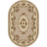 Covor Oval Model Lotos 575-110, Marime 60 x 110 cm, Bej, Inaltime Fir 8 mm, Antialergic, Polipropilena, Living, Dormitor, Sufragerie, Birou
