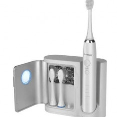 Periuta de dinti electrica cu sterilizator UV Dr.Mayer GTS2065UV, 40000 pulsatii/min, Curatare 3D, 4 programe, 3 capete (Alb/Gri)