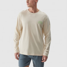Tricou oversize cu mânecă lungă cu imprimeu pentru bărbați - bej