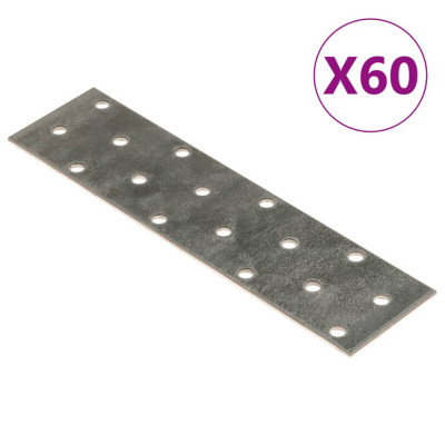 vidaXL Plăci perforate, 60 buc., 2 mm, 160x40 mm, oțel galvanizat foto