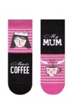 Șosete copii haioase My Mum needs Coffee, Funny Legs 337, Roz, 27-29 (18)